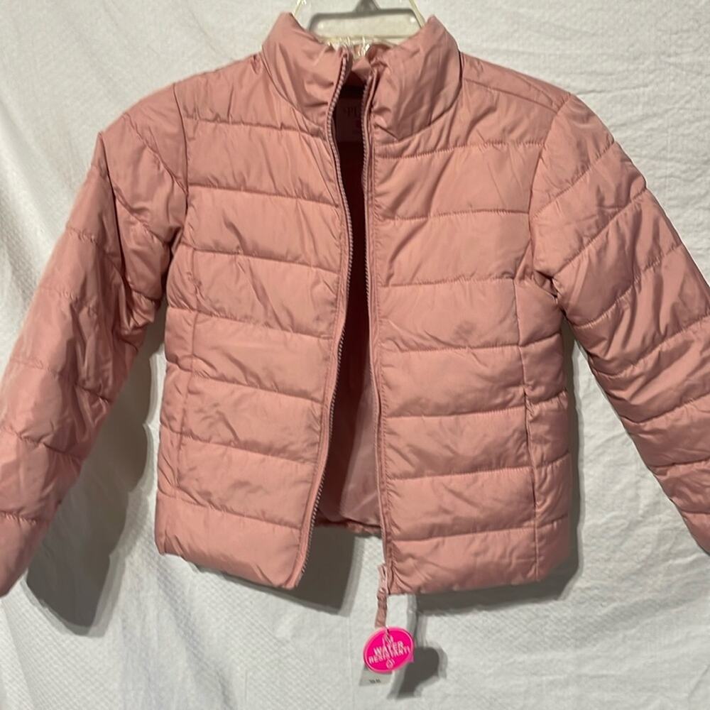 Childrens place S 5/6 pale pink full front zip puffer jacket coat pockets nwt